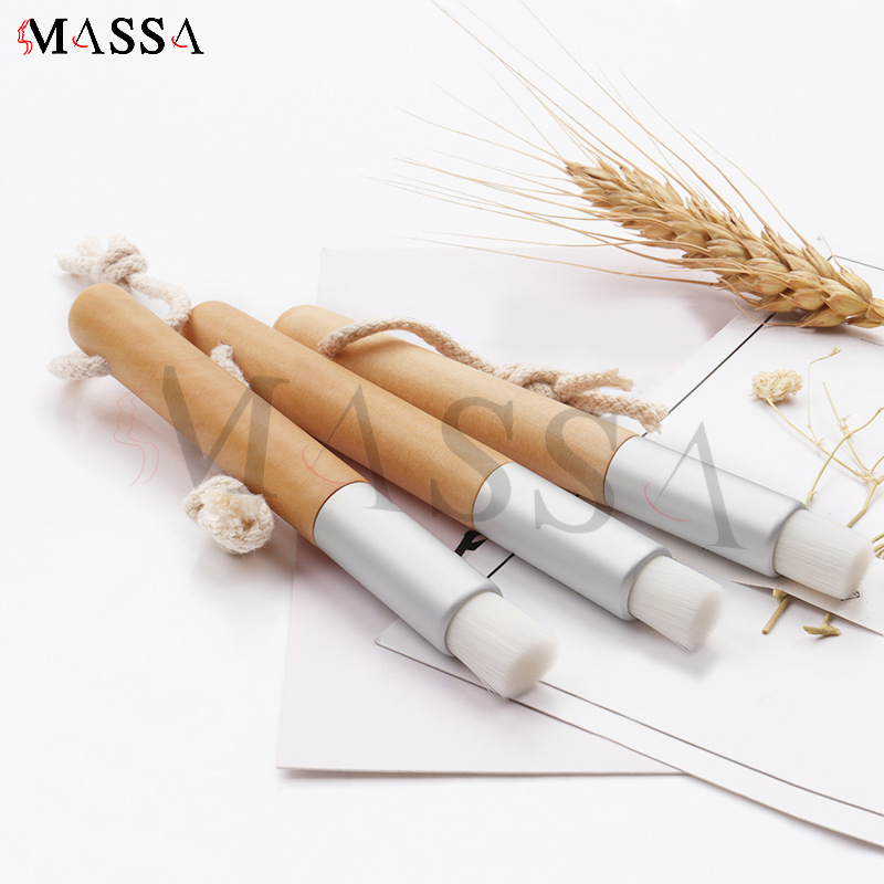 MASSA Eco-Friendly Reusable Wooden-Handled Foam Cleanser Nasal Brush Bamboo-Handled Flat-Top Eyelash Shampoo Makeup Cleansing