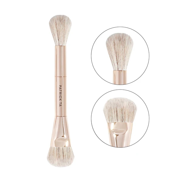 YRX052 Professional Luxury Handmade 6-Piece Flat Dual End Precision Blush Concealer Makeup Brush Set Wood Handle Aluminum