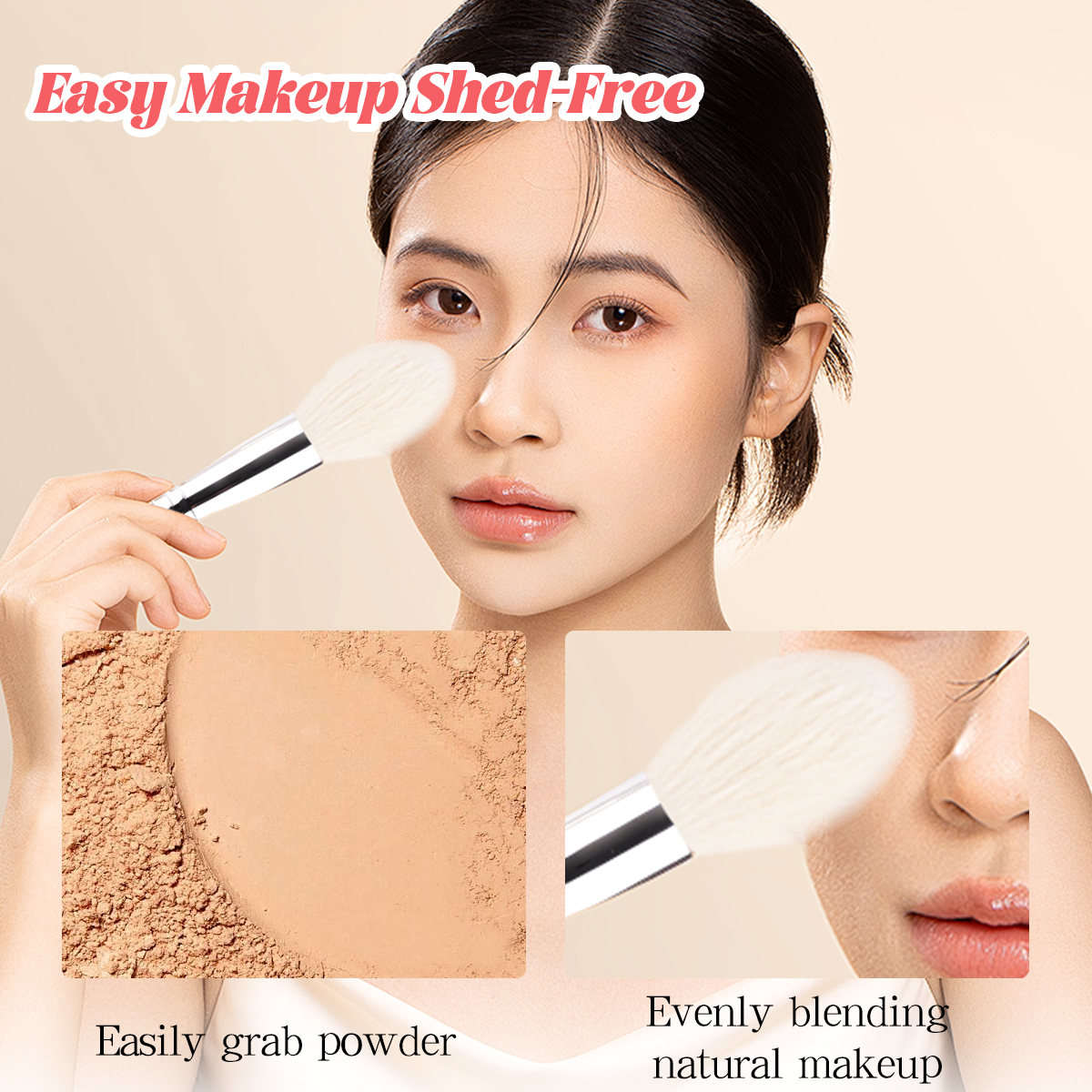 Eco-Friendly Bamboo Handle Makeup Brushes - Sustainable Design Soft Blush Brush with Ergonomic Handle - Ideal for Beginner