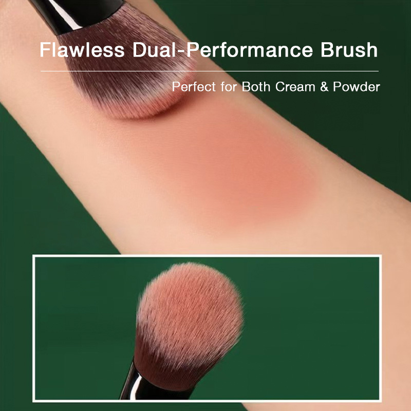 OEM ODM Service Professional Angled Blush Brush Green Glossy Ombre Plastic Handle No Shedding Travel for Holiday Gift