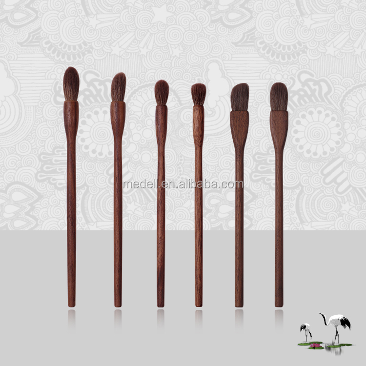 Wholesale Handmade Goat Hair Eyeshadow Makeup Brush Set China Manufacturer Fan and Flat Style for Eye Use