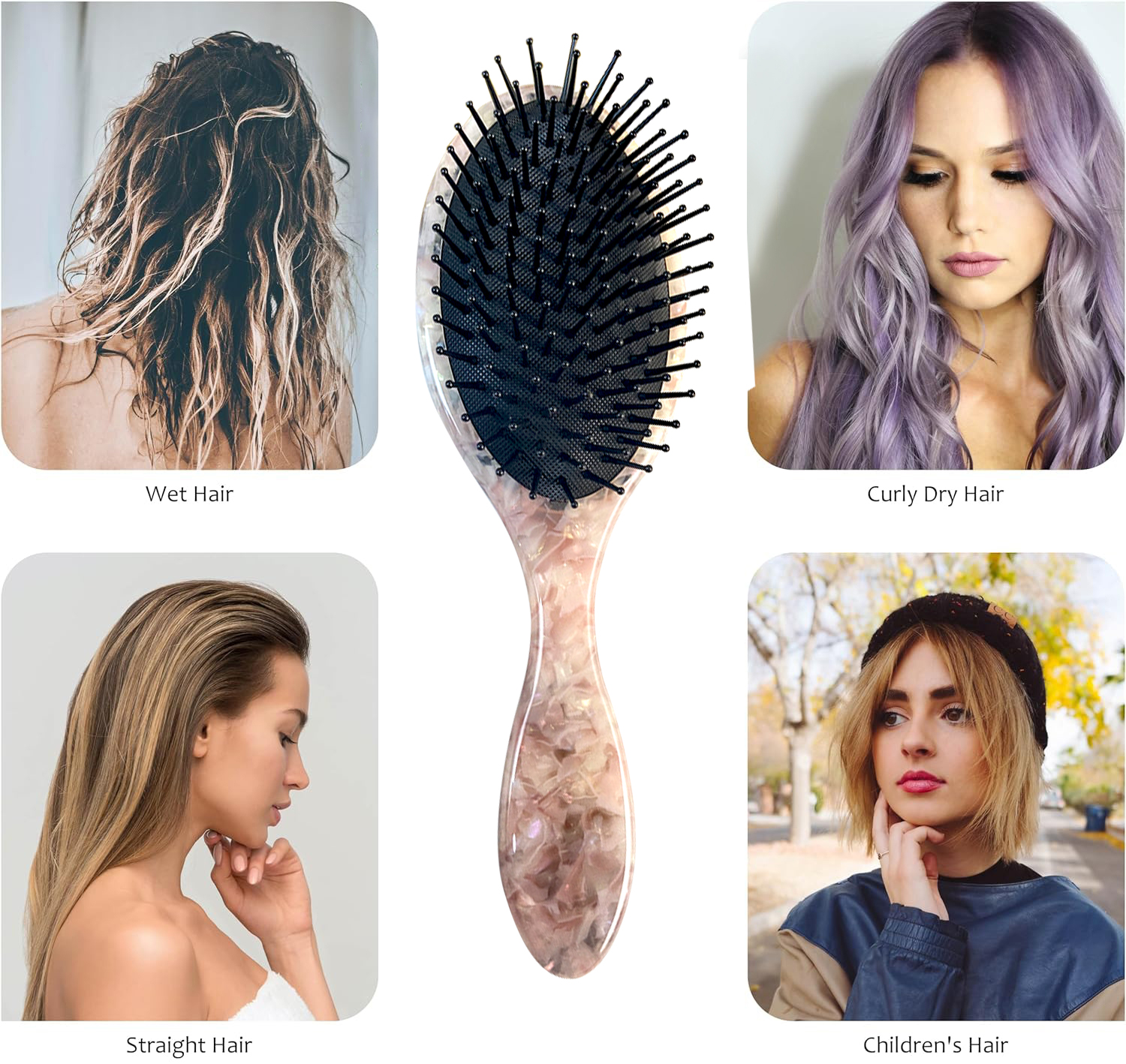 Custom Logo Comb Anti-Static Scalp Massage Hairbrush Cellulose Acetate Detangling Cushion Salon Style Fashion Brush