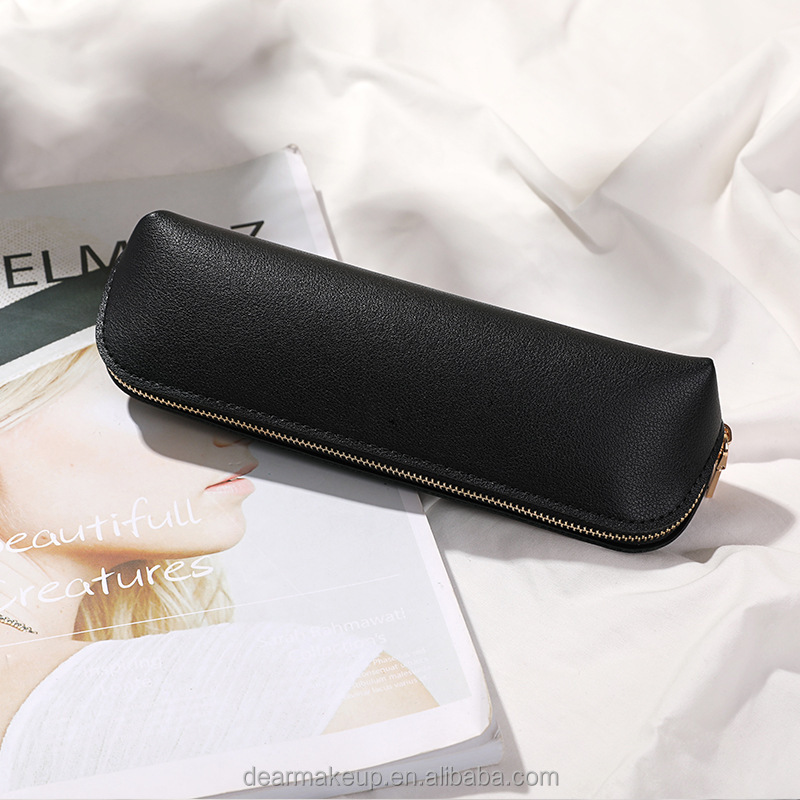 High Quality Candy PU Leather Cosmetic Brushes Packaging Travel Makeup Brushes Zipper Holder Bag Private Label