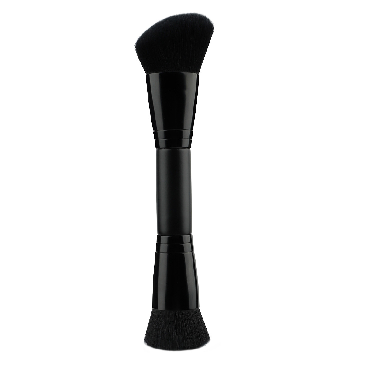 HMU Synthetic Hair Vegan Material Multi-Functional Single Foundation Makeup Brush Double-Ended With Angled Blush Contour Powder