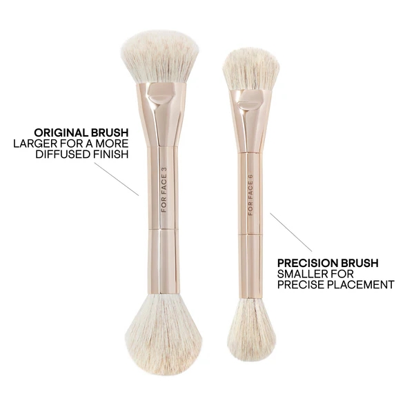 YRX052 Professional Luxury Handmade 6-Piece Flat Dual End Precision Blush Concealer Makeup Brush Set Wood Handle Aluminum