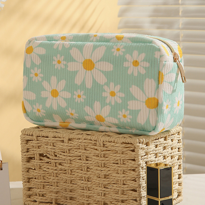 Custom Animal Prints Eco-Friendly Fashion Soft Corduroy Travel for Bag with Zipper for Women's Makeup Cosmetic Bag