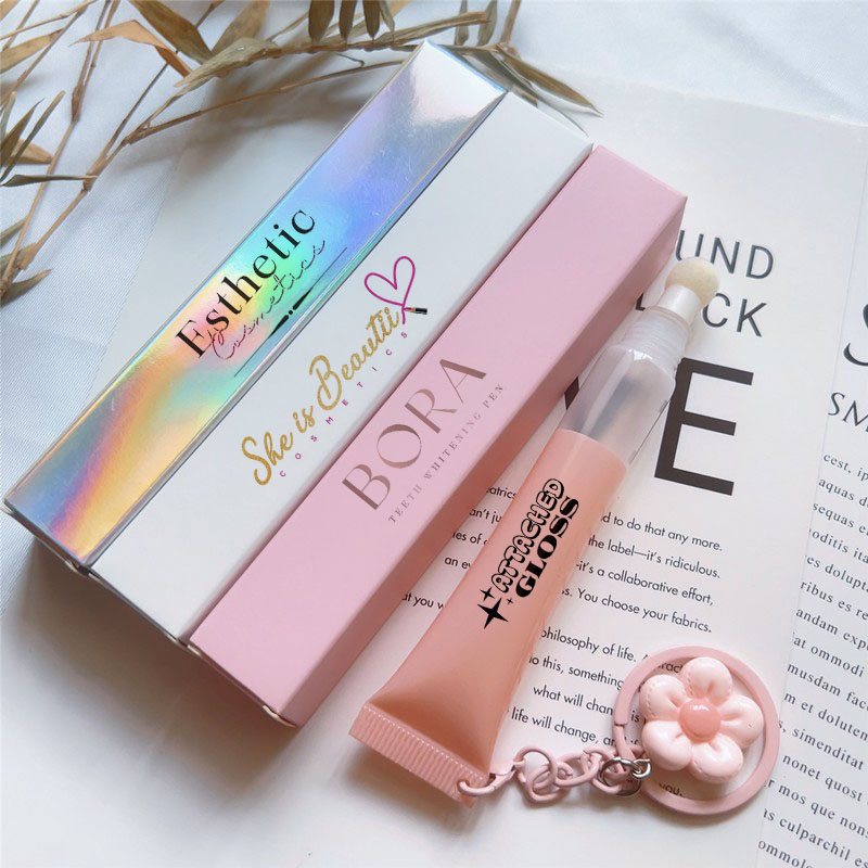 Luxurious 10ml pink Lip Gloss Applicator with Sponge Brush Head Squeeze Tube Blush Cosmetics Lip Color Hose