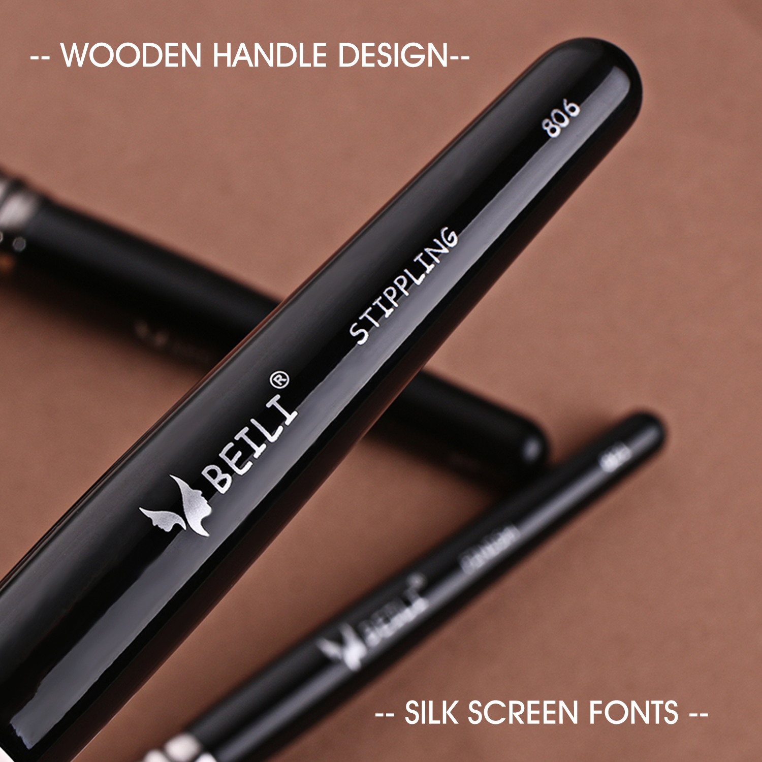 Professional 40pcs Custom logo Make up Brushes Black Wood Handle Natural Hair Cosmetic Makeup Brush Set Private Label
