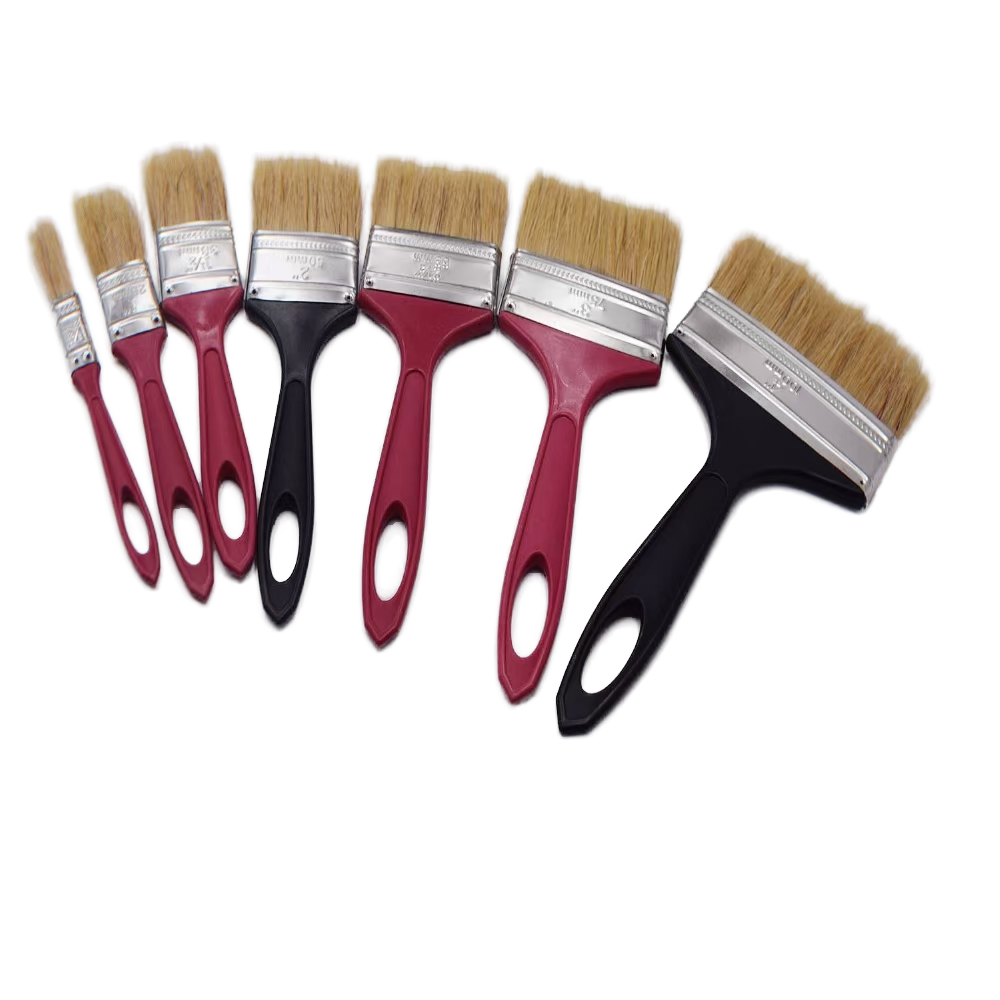 BIYU 633 Industrial Grade Synthetic Fiber Paint Brush White Hair Red Plastic Handle Hole Wall Paint Polishing Manufactured China