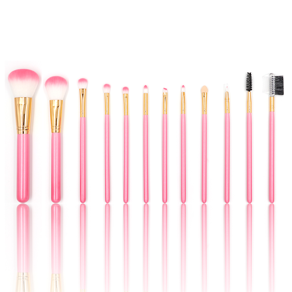 Shenzhen Factory Professional Custom logo pink Synthetic Hair Vegan Face Eye Makeup Brush Set