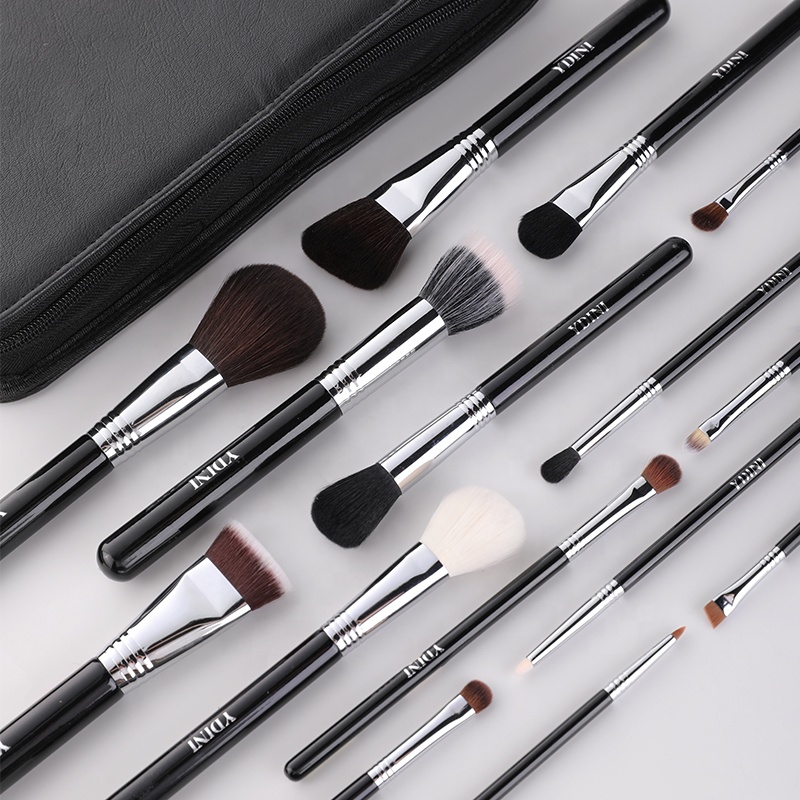 YDINI Wholesale 15pcs OEM ODM Cosmetics Tools Kit Make up Brushes Professional Makeup Brush Set With Bag