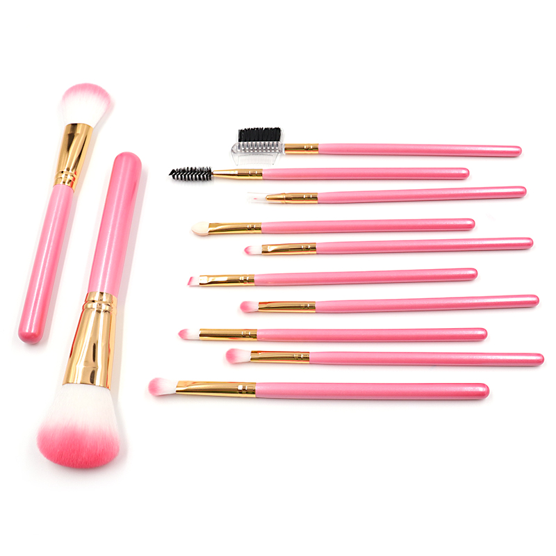 Shenzhen Factory Professional Custom logo pink Synthetic Hair Vegan Face Eye Makeup Brush Set