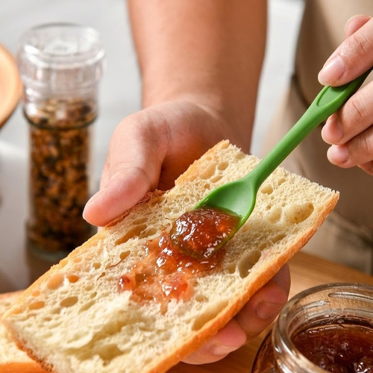Wholesale Double-Ended Mini Silicone Spatula Spoon Long Handle Jar Scraper Dishwasher Safe Eco-Friendly for Cosmetic Jam Food