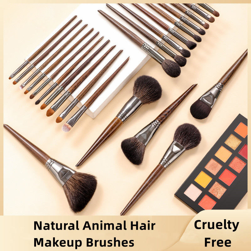 24pcs Custom Logo Cruelty Free Natural Hair Animal Hair Makeup Brushes Set Professional Face Concealer Use