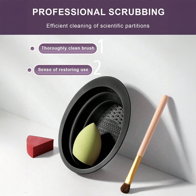 Collapsible Eco-friendly Silicone Beauty Bowl Convenient Face and Makeup Brush Cleaner Tool