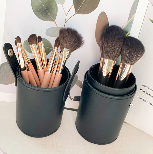 Rose Gold Pink 10-Piece Soft Synthetic Hair Flat Face Makeup Brush Set with Concealer Professional Beauty Tool Kit