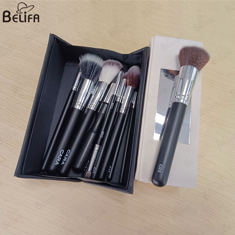 New Arrival Leather Cosmetic Brush Set Holder Eco Friendly Make up Brushes Orgainer Box