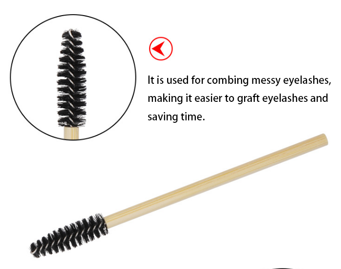 50 Pcs Eyelash Mascara Wands Disposable Eco-friendly Bamboo Handle Makeup Brushes Eye Lash Extension Spooly Eyebrow Brushes