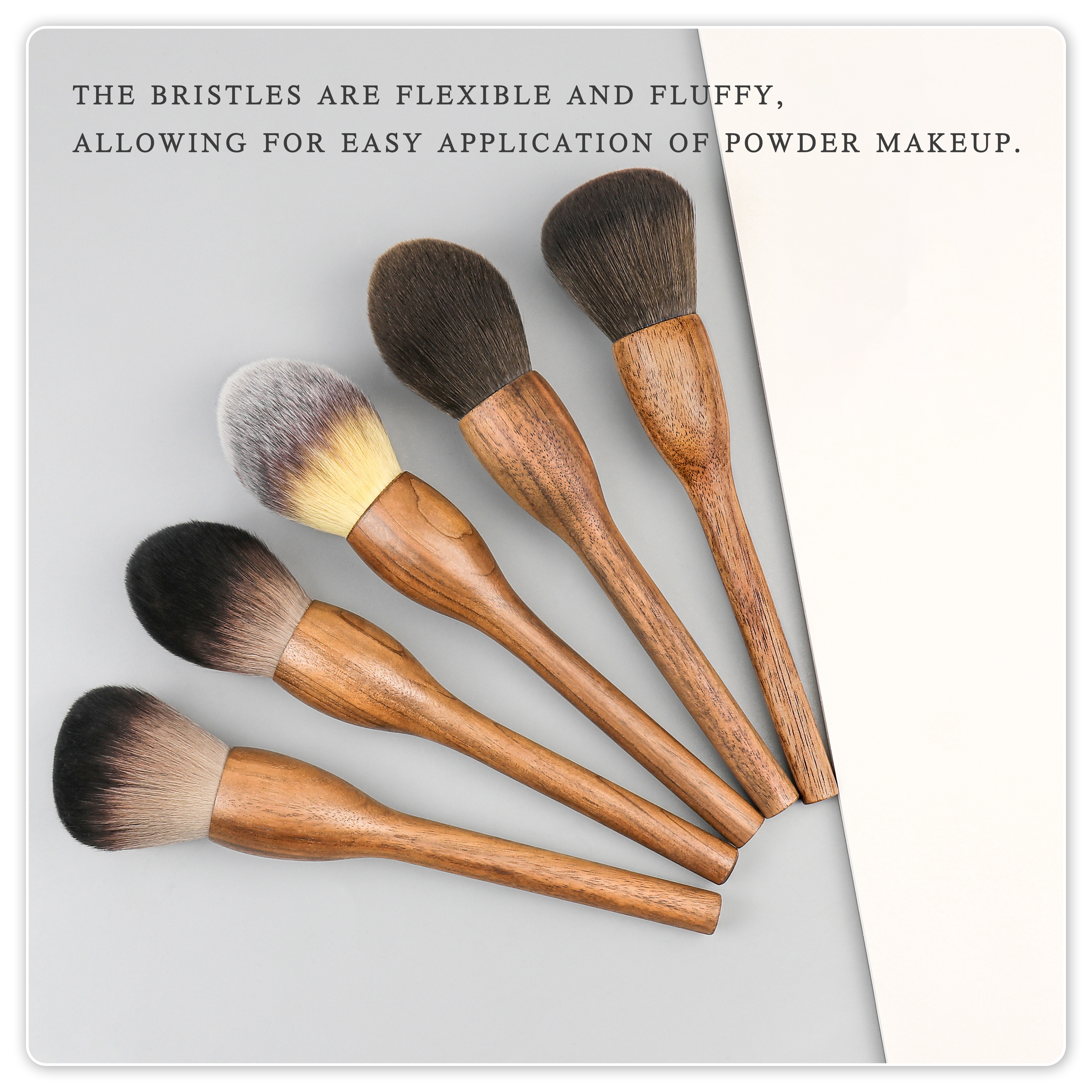 Factory Professional Walnut Handle Makeup Brush Set Custom Logo Eco Wood Powder Blush Foundation Cosmetic Brushes Beauty Tools