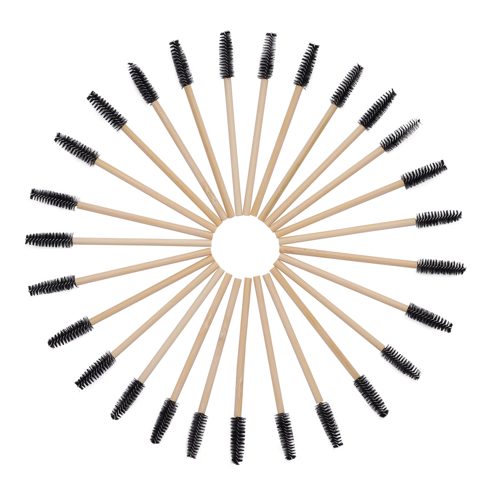 Eco-Friendly Wooden Eyelash Brush with Biodegradable Bamboo Stick Handle and Nylon Brush for Eyelash Extension Use