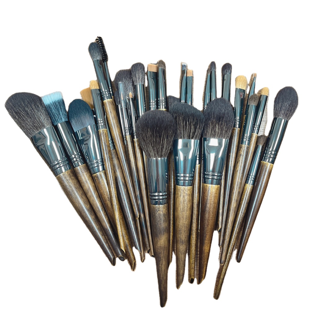 High End Natural Hair Custom Logo Create Your Own Luxury Professional Goat Hair 30Pcs Wood Makeup Brush Set