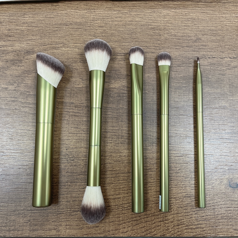 Vegan Luxury Hourglass Makeup Brush Set Soft Synthetic Hair Metal Handle Travel-friendly Foundation Blusher Applicator for Face