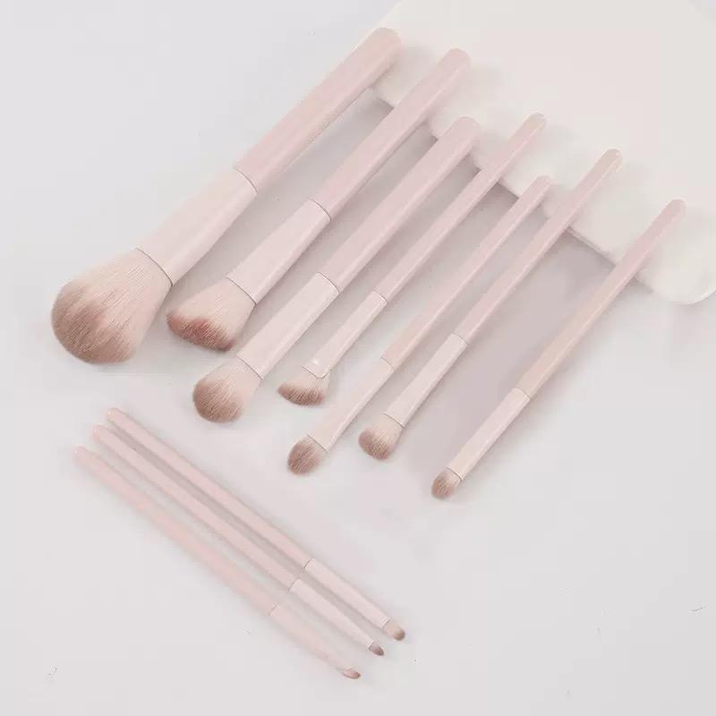 13 Pcs Vegan Synthetic Hair Fan Brush Makeup Brushes Set Luxury Pink Custom Private Label High Quality Plastic Handle Eye Face