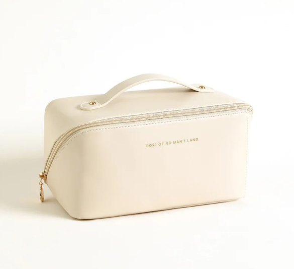 Portable Eco-Friendly PU Women's Large Capacity Cosmetic Bag Soft Handle Water Resistant Zipper Reusable Candy Toiletries