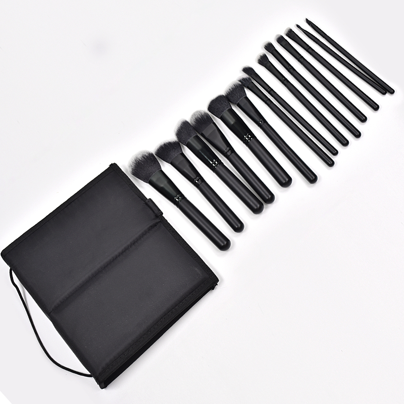 Custom logo Makeup Brush Set Natural Luxury High Quality Black Hair Black Handle Factory Manufacturer Makeup Brush