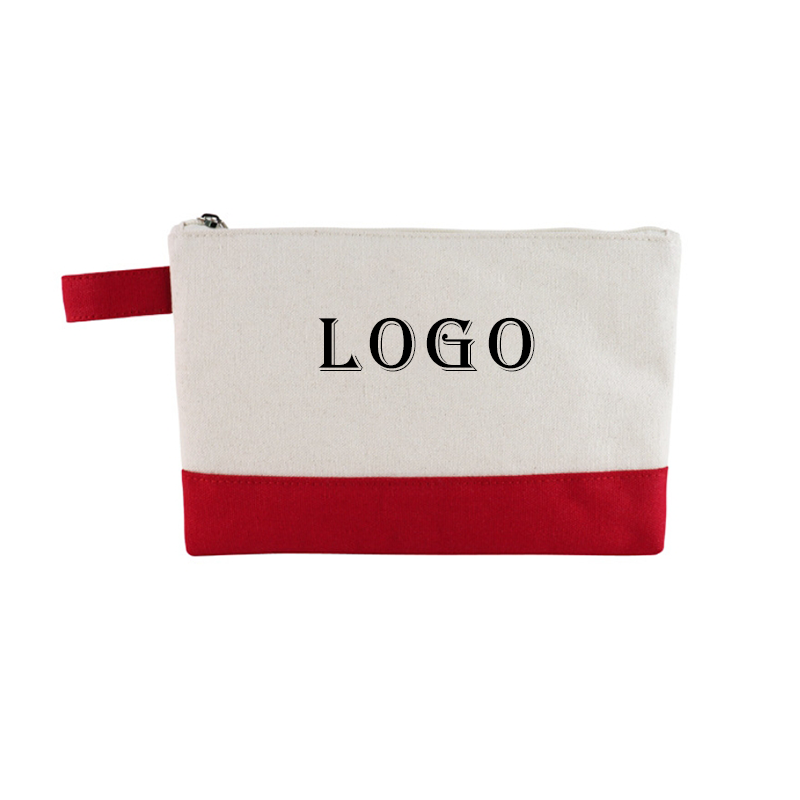 Wholesale Personalized Eco Friendly Cotton Canvas Custom logo Printed Cosmetic Bag Makeup Pouch