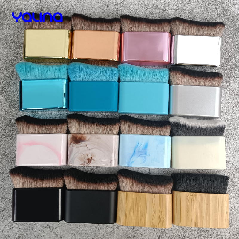 Durable Applicator Curved Tanning Gold Body Foundation Brush Custom Logo Luxury Kabuki Brush Private Label Single Makeup Brush