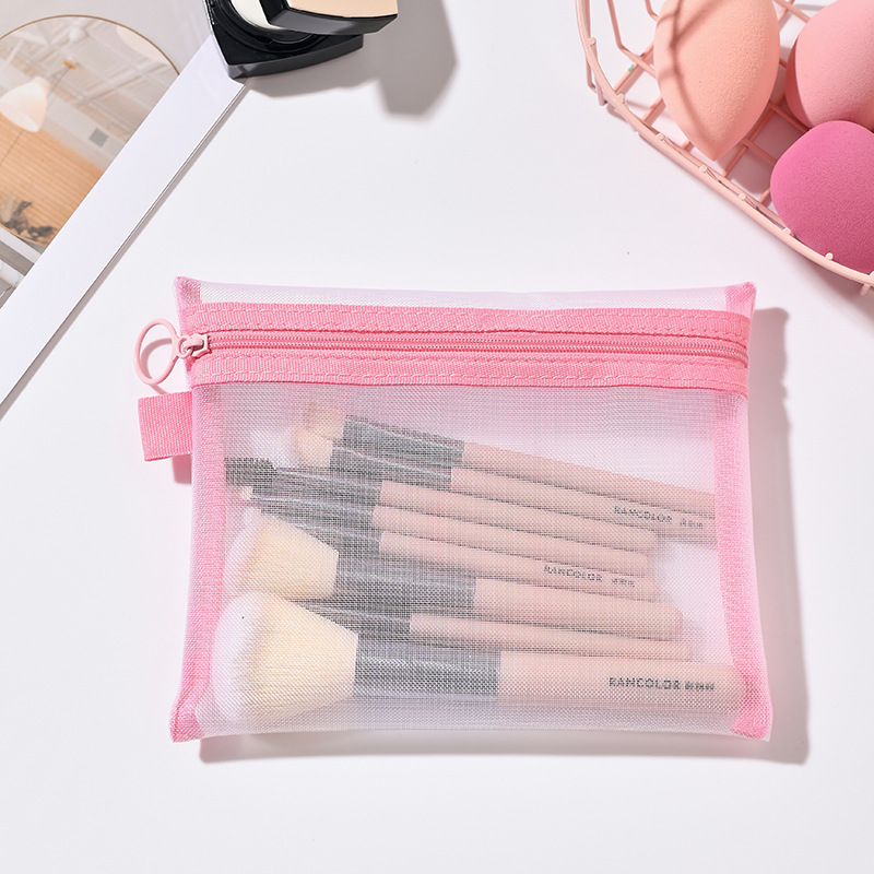 For Color Eco-Friendly Fashion Nylon Foldable Lightweight Durable Cosmetic Bag Portable Clear Zipper Pouch Daily Travel Keep