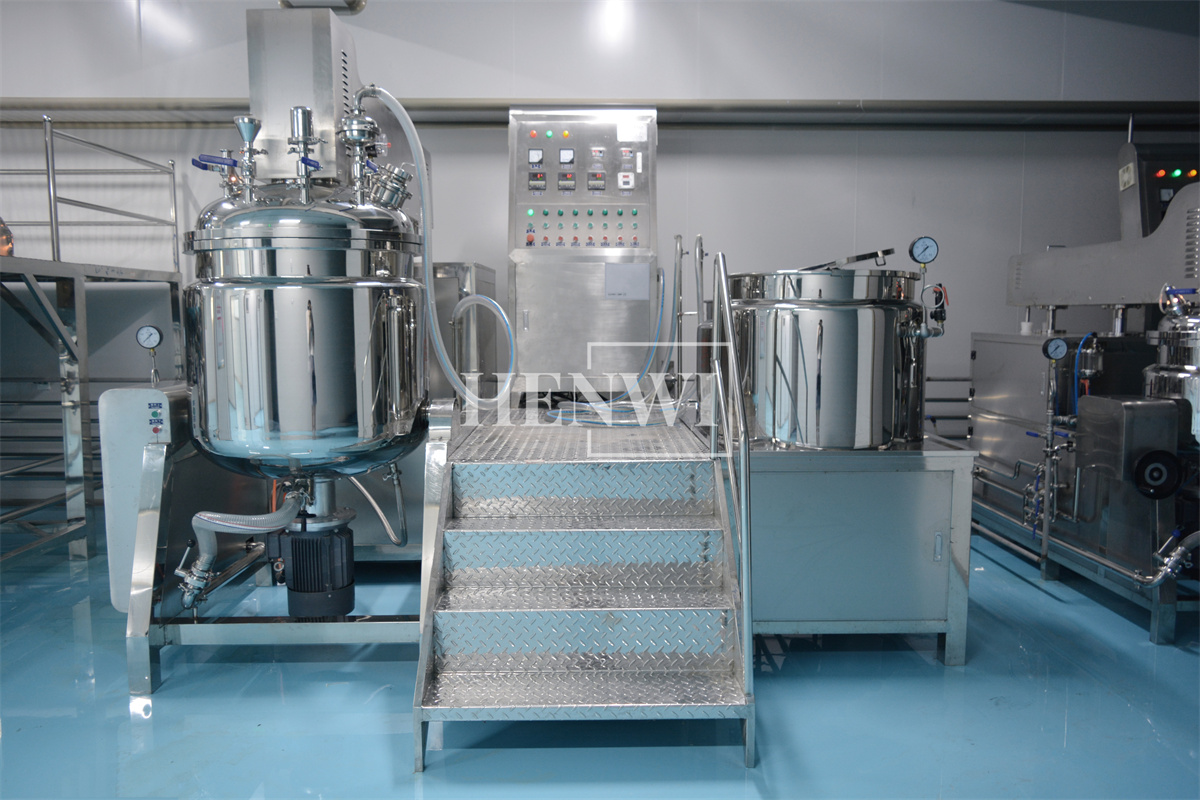 Henwi 100-500Lters Vacuum Emulsifier Bottom Nail Polish Slime Homogenizer Mixer Toothpaste Beauty Cream Cosmetics Making Machine