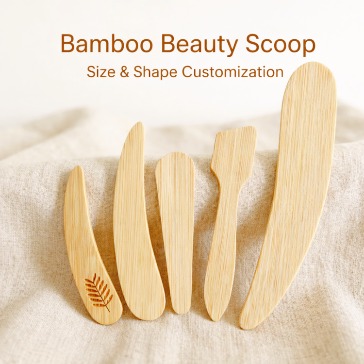 Wholesale Sustainable Wooden Mask Scraper Skin Care Cream Applicator Spoon Custom Logo Beauty Tools Bamboo Spatula