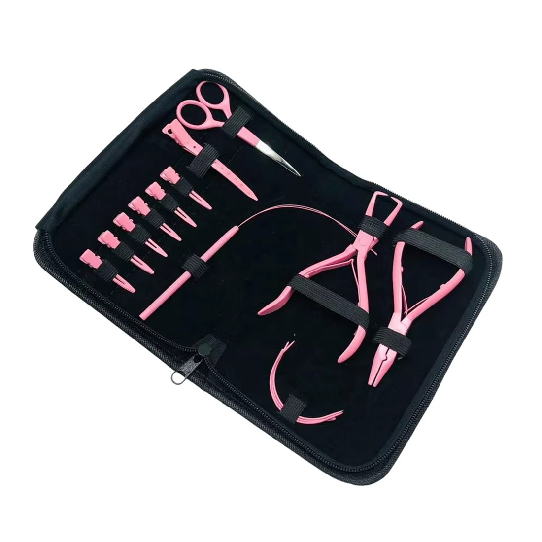 Latest Manufacturing Hair Extension Tools Kit in Tan Beige Color With Available Custom Brand Labelling on Tools and Kits