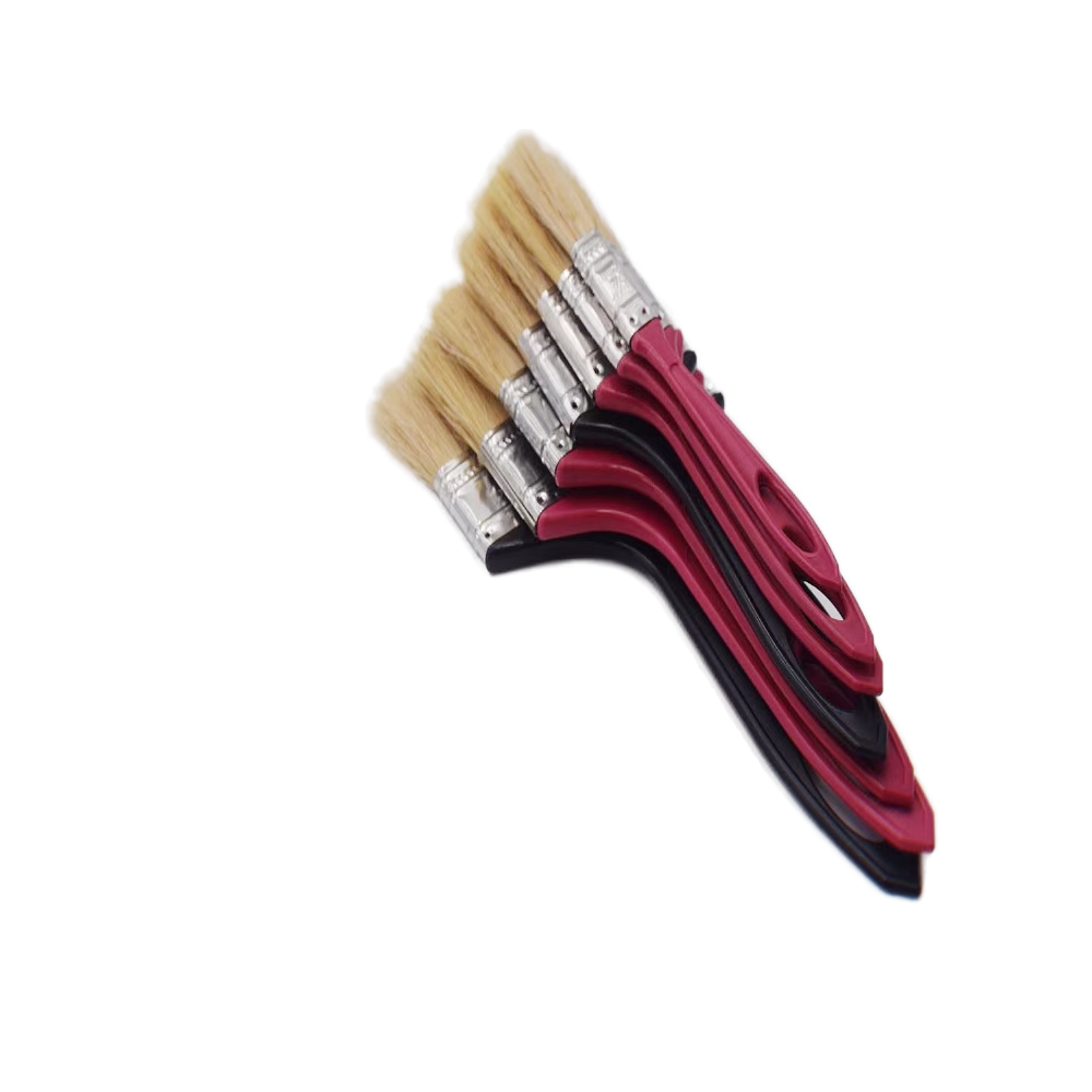 BIYU 633 Industrial Grade Synthetic Fiber Paint Brush White Hair Red Plastic Handle Hole Wall Paint Polishing Manufactured China