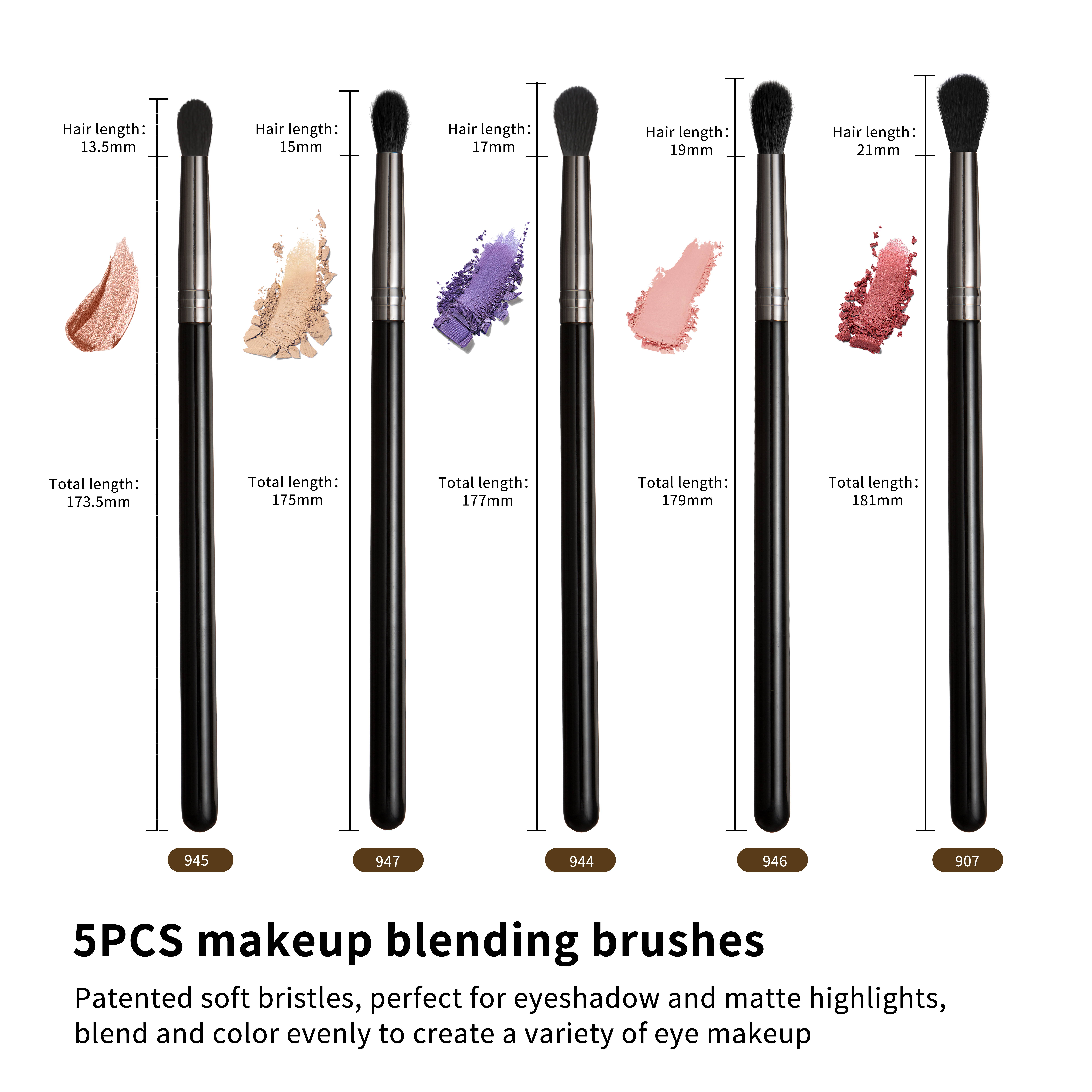 EMF Makeup Brush Set 5PCS Professional Vegan Synthetic Hair EyeShadow Brush Beauty Tools Private Label Makeup Brushes Wholesale