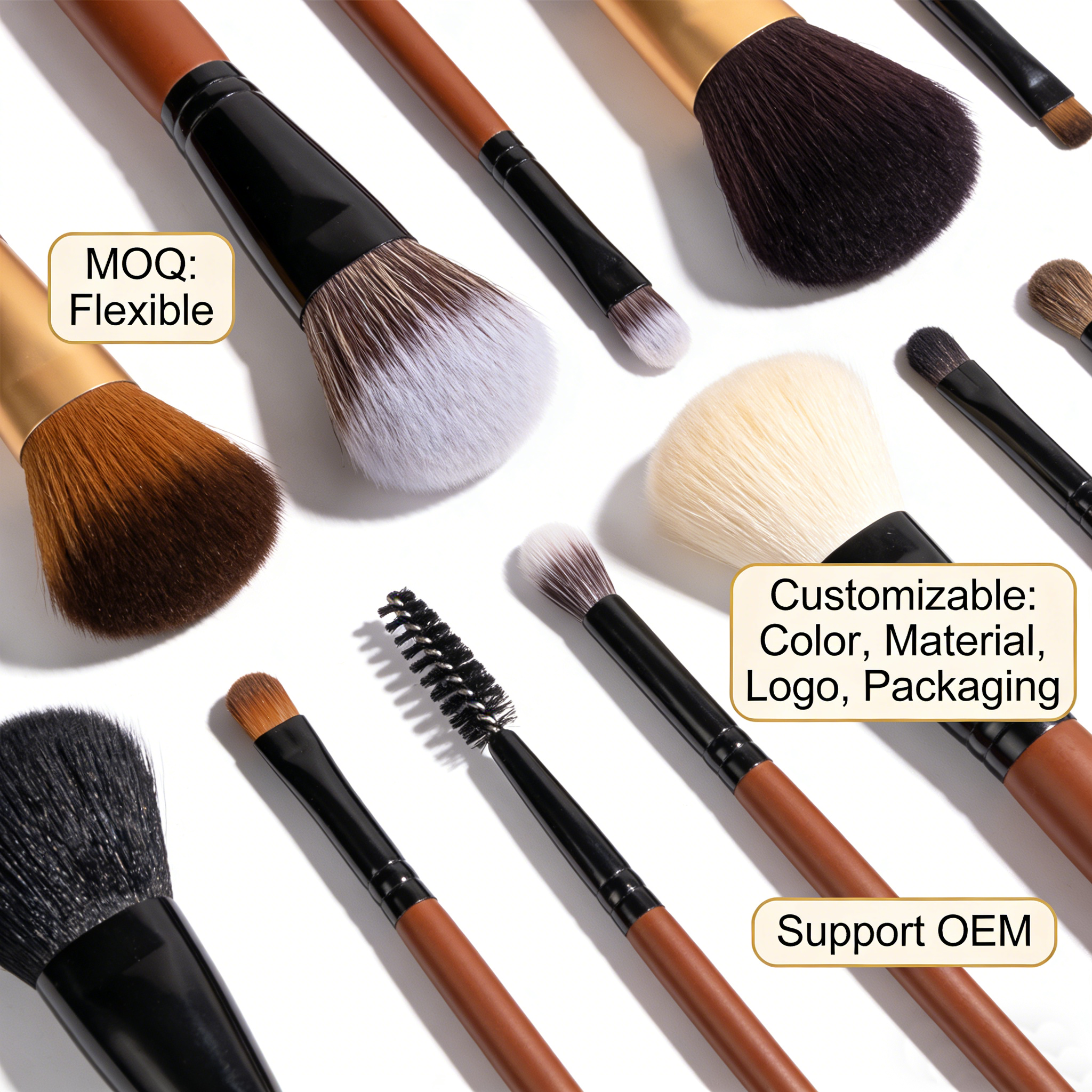 Synthetic Hair Professional Private Label 8pcs Eco-friendly Makeup Brush Set Soft Vegan Bristles with Portable Pouch