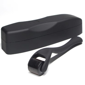 Private Label Matte Black Titanium Needles Microneedle Derma Roller for Face Hair and Beard Care