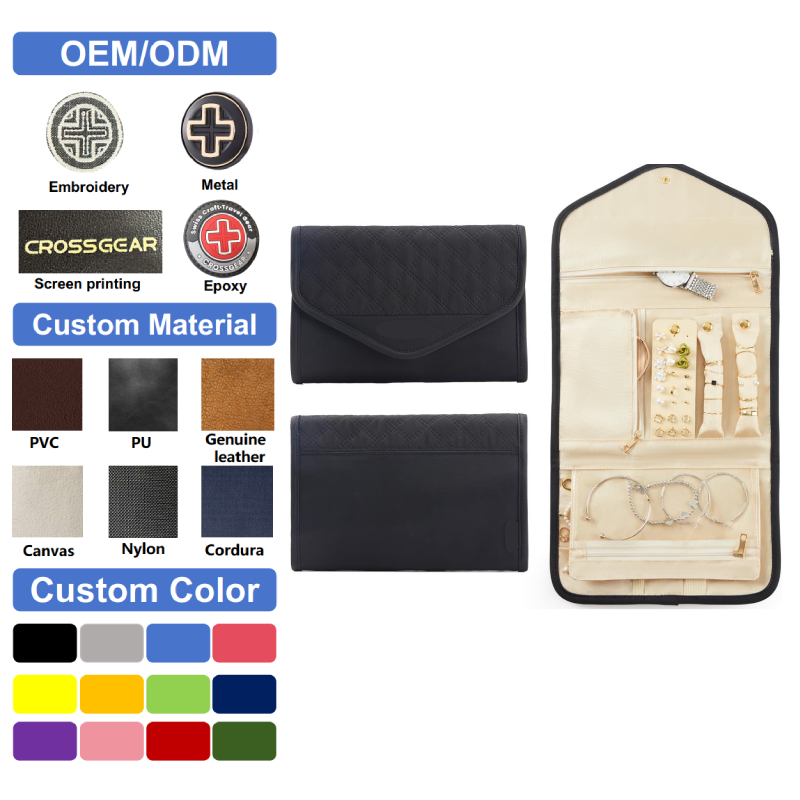 Custom Cosmetic Bag ODM OEM Portable Travel Jewelry Organizer with Multiple Compartments for Rings Earrings Organizer Pouch