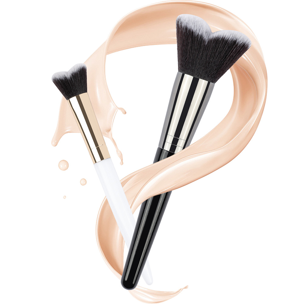 OEM V Shaped Nylon Foundation Brush Plastic Handle Factory Wholesale Single Piece Packaging Makeup Brush