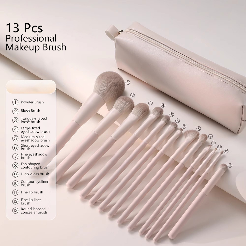 Pink New 13PCS 10PCS 7PCS Vegan Synthetic Bristles Professional Plastic Handle Face Concealer Makeup Brush Set Free Sample
