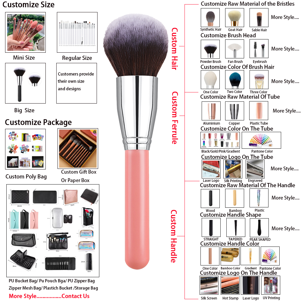 HMU DIY 16pcs 20pcs 26pcs 30pcs Luxury High Quality Professional Vegan Kabuki Eco-friendly Pink White Makeup Brush Set
