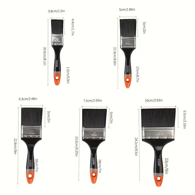 Different Types Black Synthetic Fiber and Black Plastic Handle with Orange Tail of Painting Brush Manufacturing in China