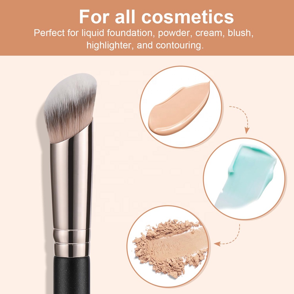 Angled Synthetic Kabuki Brush For Blending Setting Buffing Liquid, Cream And Powder Cosmetic Foundation Contour Concealer Brush