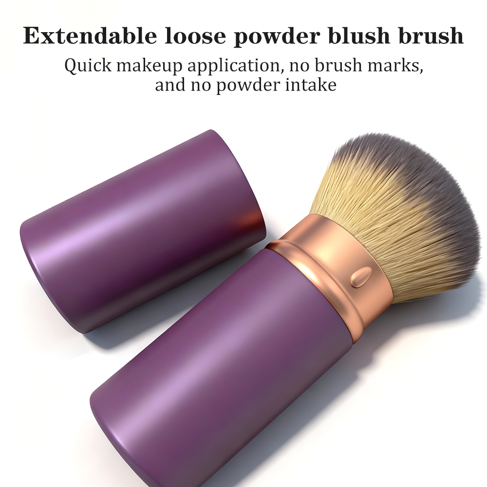 Luxury Retractable Synthetic Fiber Smudge Foundation Brush Plastic Handle Women's Face Beauty Tool Custom Labeling Available