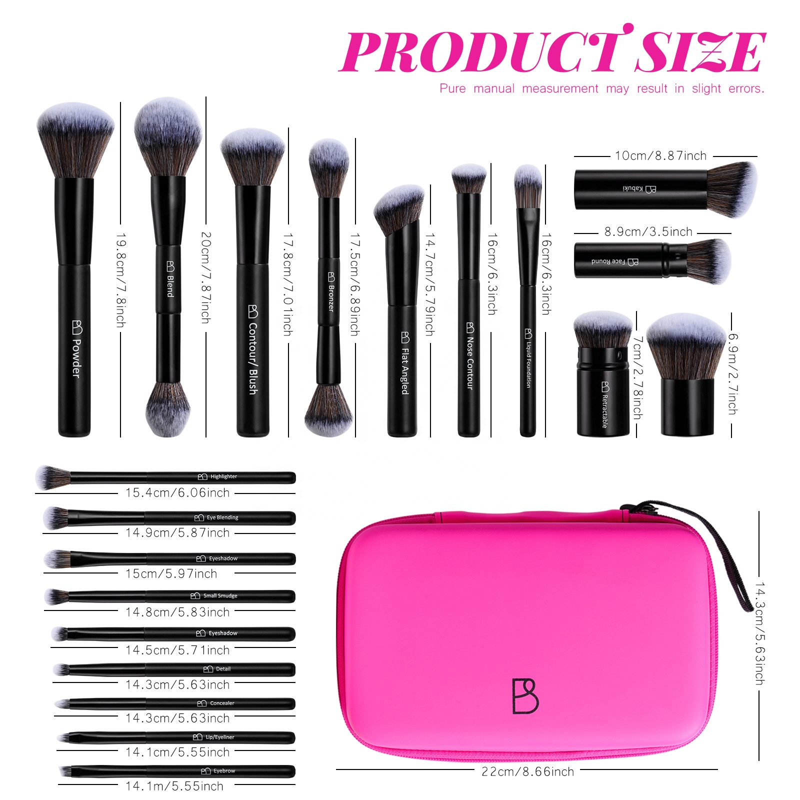 Luxury Professional Makeup Brush Set Custom Double-end Vegan Synthetic Contour Powder Concealer Blush Brush Makeup Brush Set