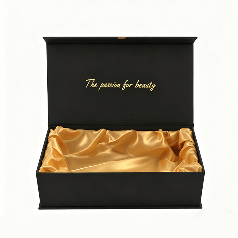 Custom Logo Luxury Black and White Gift Box Packaging Wig Hairbrush Extension Magnetic Gift Box with Satin Section Lining