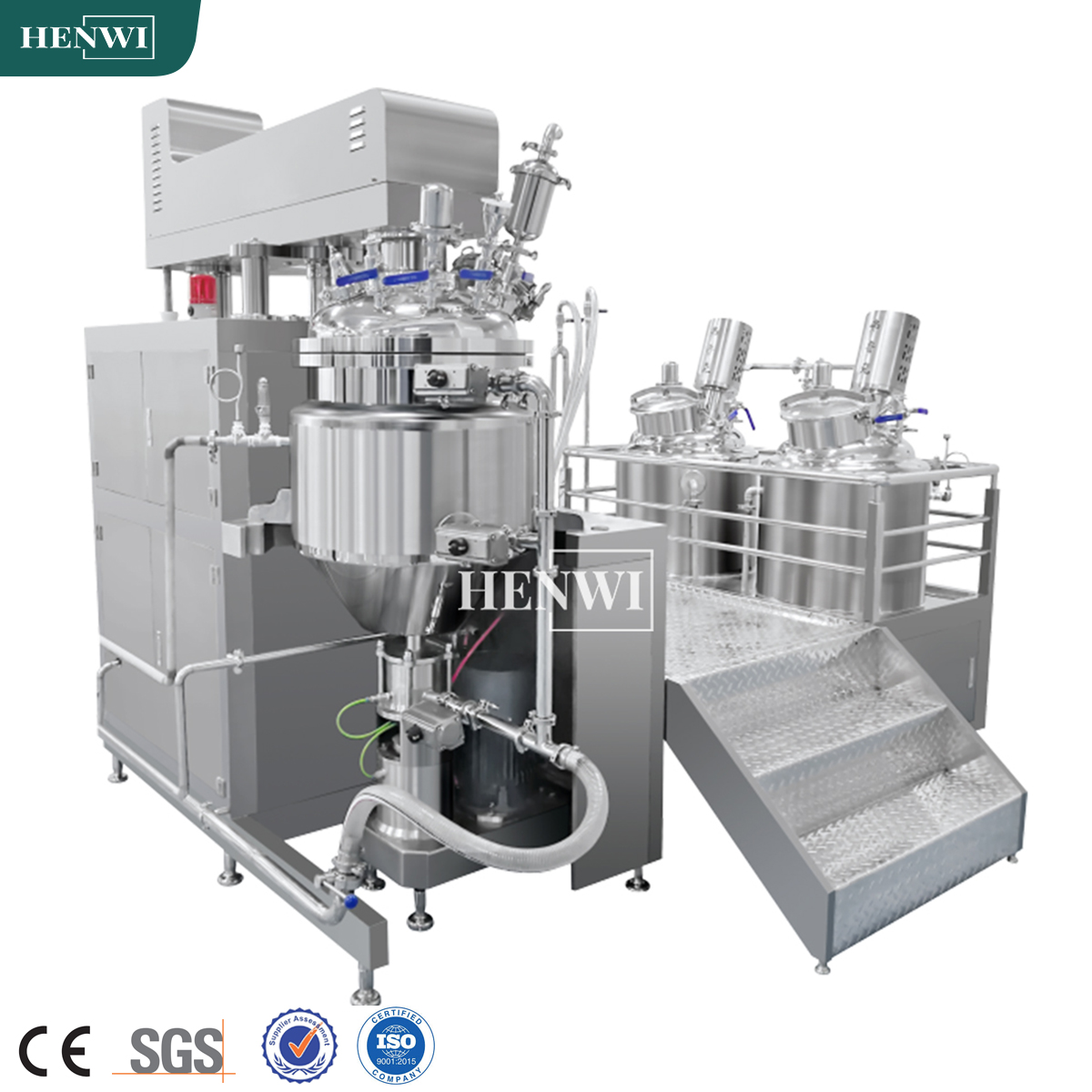 Henwi 100-500Lters Vacuum Emulsifier Bottom Nail Polish Slime Homogenizer Mixer Toothpaste Beauty Cream Cosmetics Making Machine