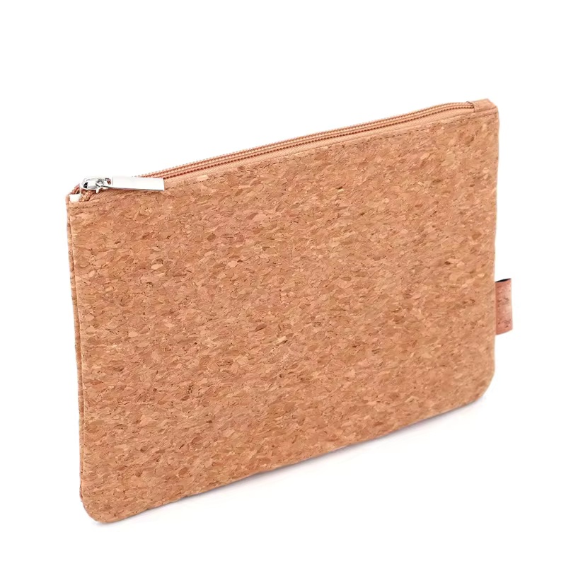 Custom Eco-Friendly Lightweight Fashion Portable Cork Cosmetic Gadget Organizer Zipper Bag Makeup Brushes Promotion Pouch Blank